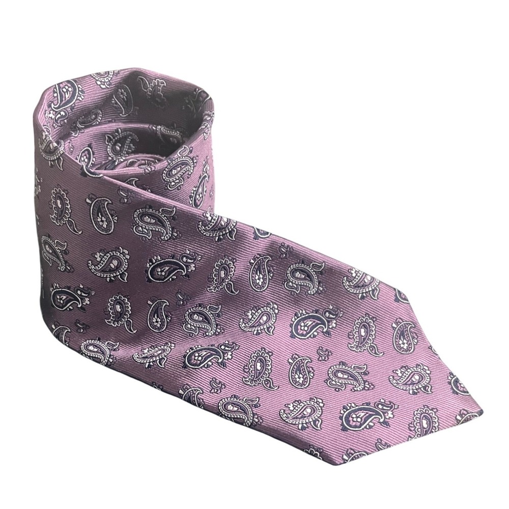 Brioni Silk Paisley Tie Mens Mauve Purple Hand Made Italy Classic Excellent - Picture 6 of 6